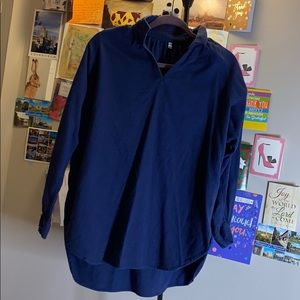 Muji oversized hi-lo navy blouse